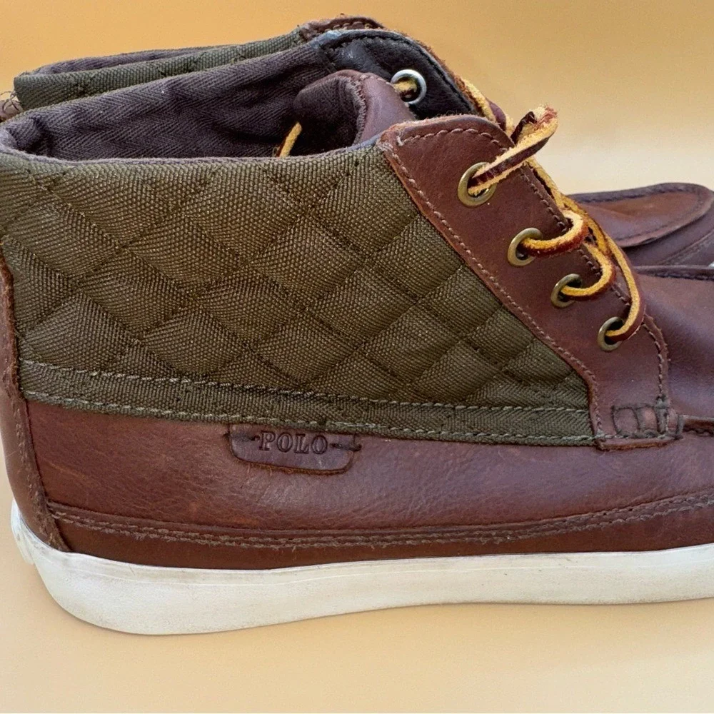 POLO Ralph Lauren Tomas Men's‎ Brown Leather Chukka Deck Boots, Size 11D, GUC
